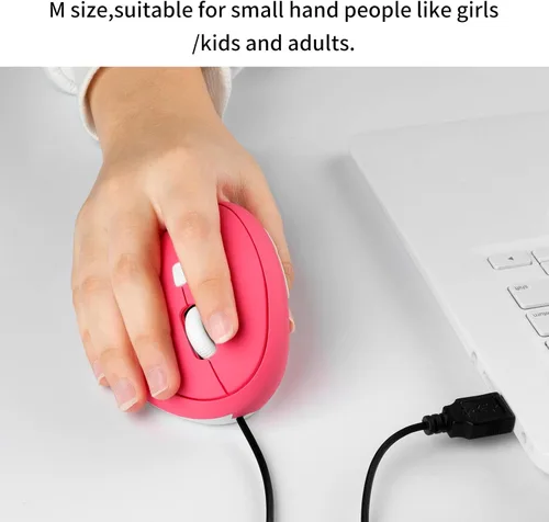 Vista 8 de Sokelinn-six Mouse vertical con cable, mouse ergonómico para juegos para mano derecha, 800, 1200, 1600 DPI, muñeca óptica USB ajustable, ratones