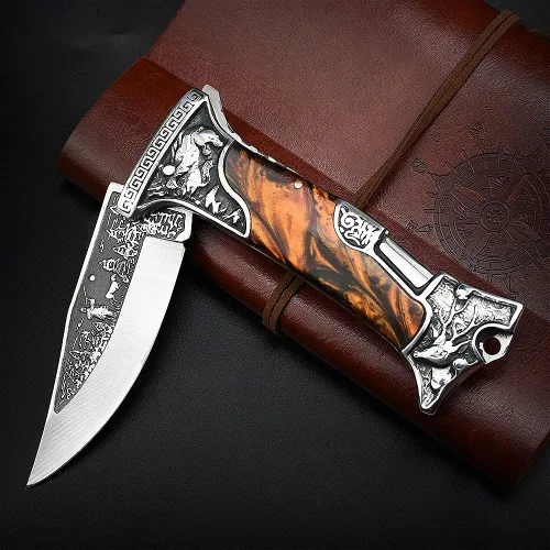 Vista 7 de NedFoss TIGER ROAR - Cuchillo de bolsillo de regalo para hombres, papá