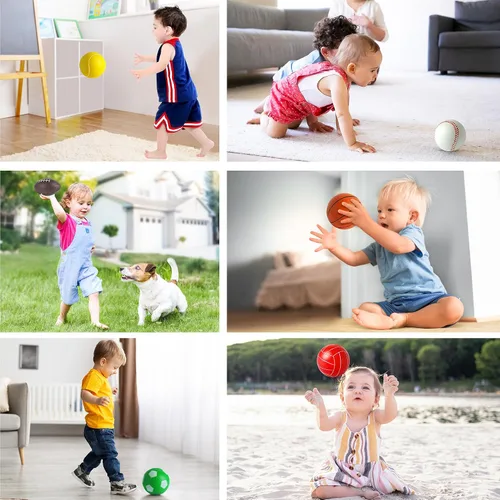 Vista 5 de Billeeit Juego de Mini Pelotas Deportivas para Niños Pequeños de 1-3 Años, Bolsa Deportiva para Niños, Incluye 1 de Cada Una: Fútbol de Espuma