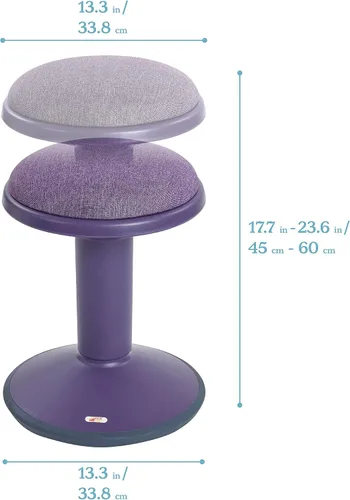 Vista 3 de ECR4Kids - Taburete oscilante Sitwell con cojín, altura ajustable, asiento activo, color berenjena