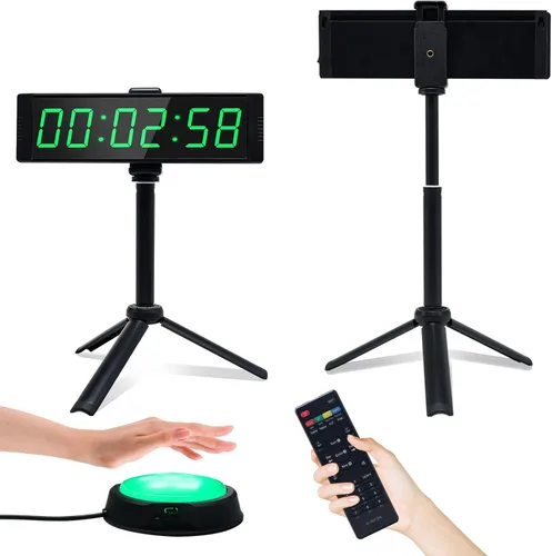 Vista 9 de YZ Reloj de gimnasio para gimnasio en casa con botón de inicio/parada, temporizador de intervalos para entrenamiento, cronómetro/temporizador