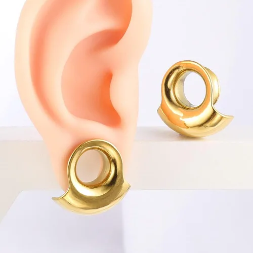 Vista 6 de LADEMAYH 2 tapones para silla de montar de meteorito geniales para mujeres y hombres, aretes expansores de acero inoxidable 316L