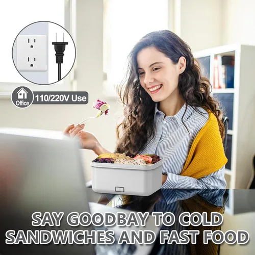 Vista 5 de WisaKey Lonchera eléctrica con calentador de alimentos, 60/80/100 W, para adultos, para automóvil, camión, 12 V/24 V/110 V/220 V, caja de almuerzo