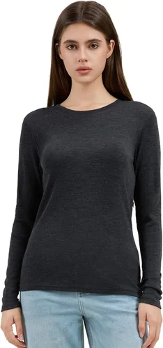 Vista 17 de 100% lana merino capa base mujer suave térmica manga larga camisa diaria Crema natural