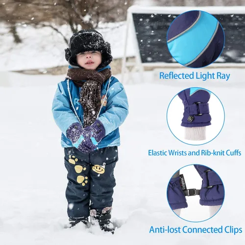 Vista 6 de Unigear Guantes de esquí para niños, impermeables, para invierno, clima frío, snowboard y snowboard, se adaptan tanto a niños como a niñas