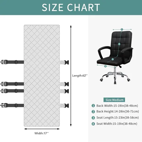 Vista 3 de Easy-Going Funda reversible para silla de oficina, resistente al agua, funda suave para silla de computadora de escritorio con hebilla