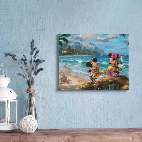 Vista 3 de Thomas Kinkade Studios Disney's Mickey and Minnie in Hawaii - Lienzo con envoltura de galería (8 x 10 pulgadas)