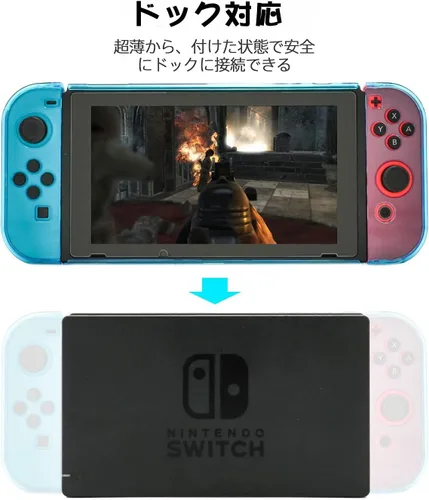Vista 2 de Dockable Case for Nintendo Switch, Protective Case for Nintendo Switch with a Tempered Glass Screen Protector and 6 Joy Stick Covers, Fit into the