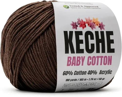 Vista 24 de Keche Hilo de Algodón, 60% Algodón 40% Hilo Acrílico, Hilo de Algodón Suave para Crochet y Tejer, Hilo Amigurumi 1 Madeja/Bola 1.76 Oz (50g) / 180