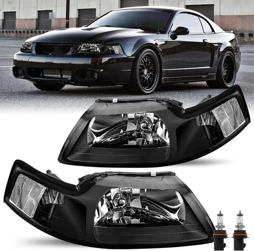 Vista 9 de Conjunto de faros halógenos estilo OE JSBOYAT para Ford Mustang 1999 a 2004
