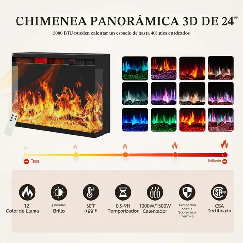Vista 3 de MXV - Soporte de chimenea para TV de 59 pulgadas, centro de entretenimiento estilo granja con soporte de TV de 3 lados de vidrio, consola multimedia