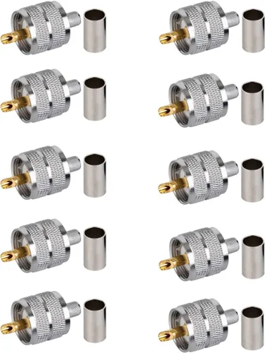 Vista 8 de Paquete de 5 conectores de crimpado macho UHF PL-259 PL259 para RG58/U LMR195 (UHF macho crimpado RG58)