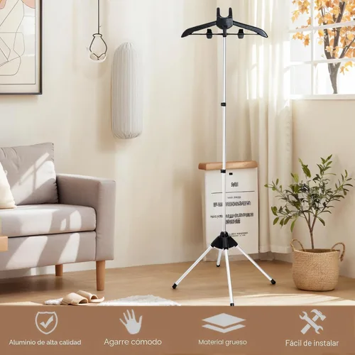 Vista 7 de Colgador con soporte para vaporizador de ropa y guante de planchado de vapor para vaporizar ropa, estante de vaporizador de ropa de mano con mini