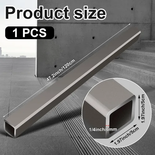 Vista 2 de Zonon Tubo cuadrado de acero laminado en caliente, 2 "x 2", grosor de pared de 1/4", tubo cuadrado de acero de 47.2 pulgadas de longitud