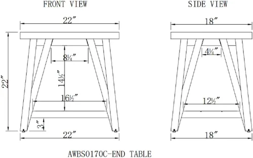 Vista 3 de Alaterre Furniture Mesa auxiliar Brookside de madera con revestimiento de cemento de 22" W