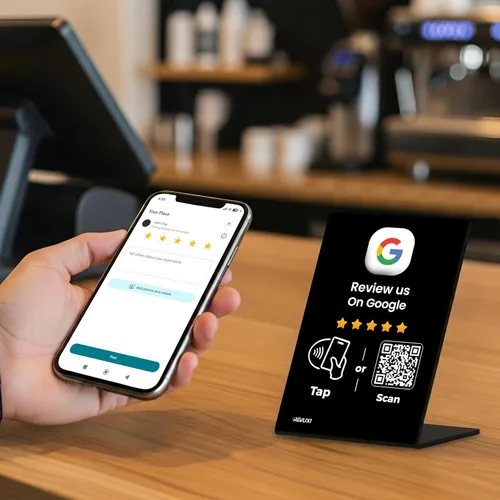 Vista 2 de Soporte de revisión de Google (2 piezas) - Boost Google Reviews con soporte reutilizable para tarjetas de Google Review Tap y soporte de código QR