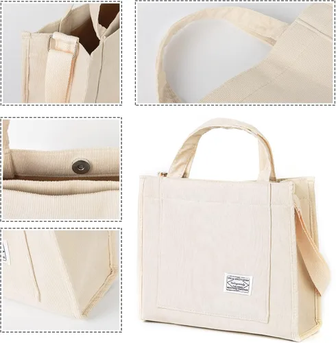 Vista 3 de Bolso de mano vintage de pana casual para mujer, bolso cruzado estilo hobo para mujer, bolso de hombro de viaje, bolso ecológico