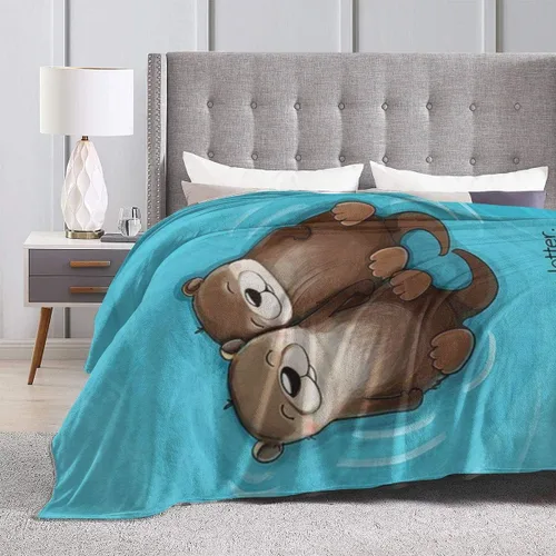Vista 4 de Manta de Nutria Regalos de Nutria para Mujeres Hombres Niños Manta Liviana de Felpa para Regazo Manta de Franela Suave para Sofá Regalos
