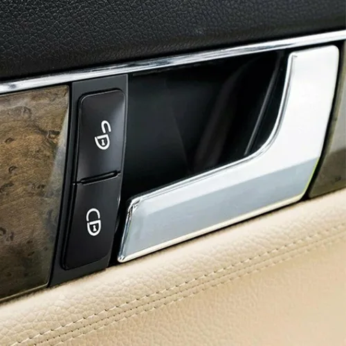 Vista 5 de x xotic tech 4 piezas de interruptor de desbloqueo de cerradura de puerta lateral negra marco marco ajuste compatible con Mercedes Benz B C E Clase