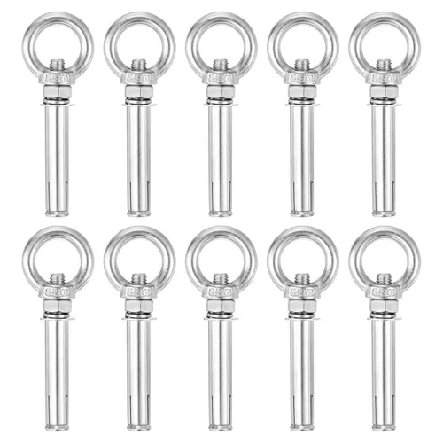 Vista 10 de uxcell Aro de elevación de la expansión, 8pcs M6x50mm 304 tornillo de expansión de acero inoxidable con anillo de ojo para pared de ladrillo