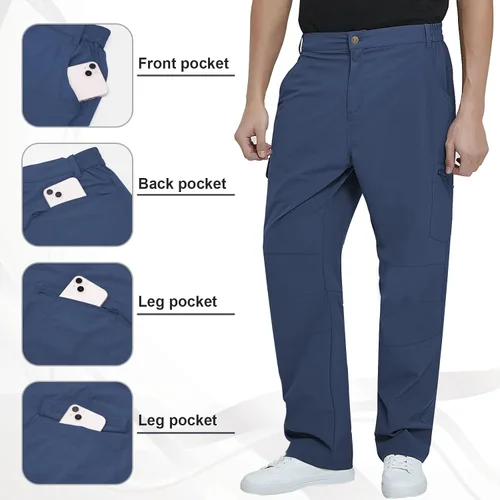 Vista 3 de MEETYOO Pantalones cargo de senderismo para hombre, impermeables, tácticos, ligeros, elásticos, para acampar