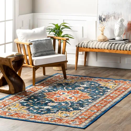 Vista 12 de nuLOOM Taja - Alfombra geométrica de transición lavable a máquina, 4 x 6, gris Taja Gris