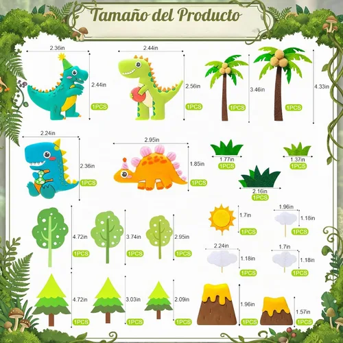 Vista 2 de Knana - 21 decoraciones de dinosaurio para tartas de dinosaurio para baby