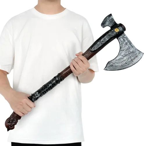 Vista 2 de CoserWorld - Martillo de espuma de poliuretano a escala 1:1, accesorio de disfraz de hachas medievales, armas para cosplay de Halloween Un hacha