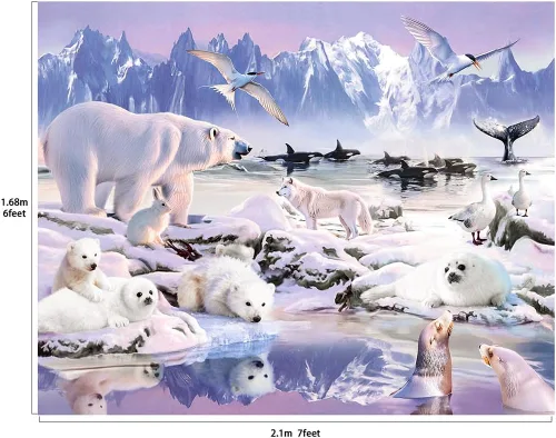 Vista 2 de Fondo Escénico de Animales Polares Grande Banner Estudio Fotografía Fondo de cabina de fotos 7x6feet #2190
