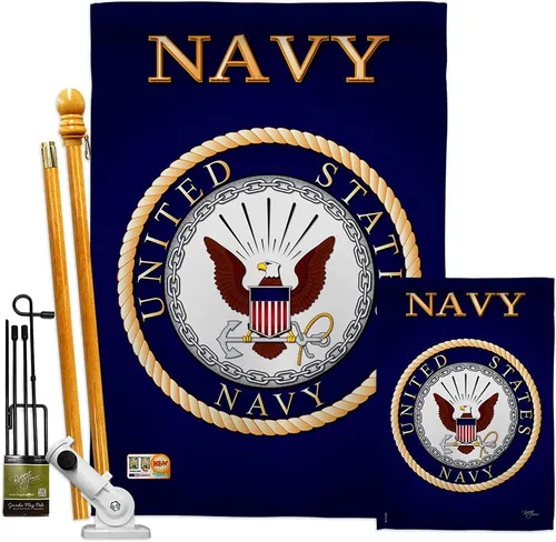 Vista 12 de Breeze Decor Bandera de jardín de 13 x 18.5 pulgadas, con licencia oficial de las Fuerzas Armadas de los Estados Unidos de la Marina de los Estados