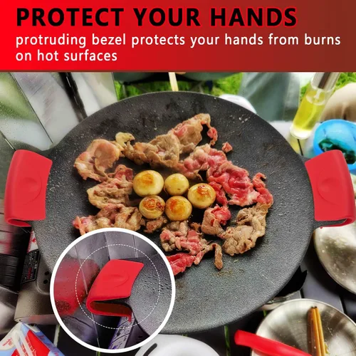 Vista 6 de 6 soportes de silicona para mango caliente, cubierta para ollas, funda antideslizante para ollas, resistente al calor, mango para utensilios