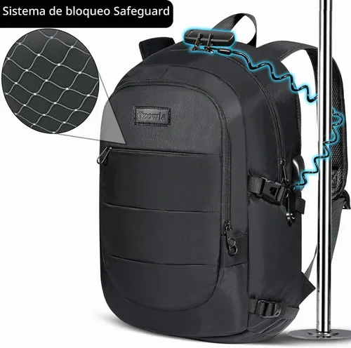 Vista 5 de Tzowla Mochila antirrobo de 35 litros con puerto de carga USB para portátil