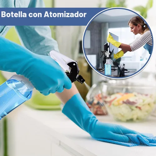 Vista 5 de Eccliy 20 botellas de spray de 16 oz, cilindro transparente, cabezal de Cabezal de pulverización blanco y negro