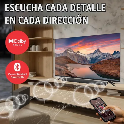 Vista 4 de Audiosource - Barra de sonido 2.1, subwoofer inalámbrico con Dolby Atmos, 120 W RMS y salida máxima de 240 W, diseño compacto, transmisión Bluetooth
