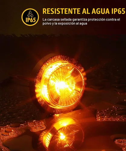 Vista 5 de Partsam 10 luces redondas ámbar de 2.5 pulgadas, 8 luces LED de marcador de remolque, luz de liquidación con coleta y ojales para cámper, caravana