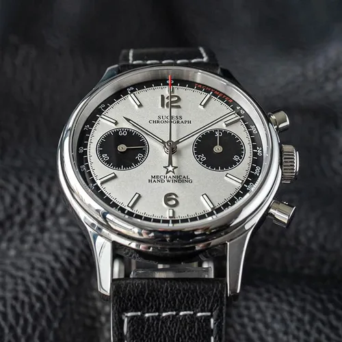 Vista 5 de NC 1963 Cronógrafo mecánico Seagull ST1901 Movimiento Piloto Reloj Hombres 1.496 in 1.575 in Zafiro Glass Relojes para hombre 2021 Montre Homme