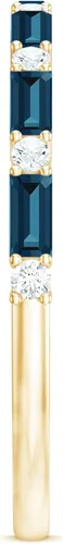 Vista 17 de Natural London Blue Topaz Diamond Half Eternity Anillo de calidad AAA, anillo apilable de topacio certificado – con joyero