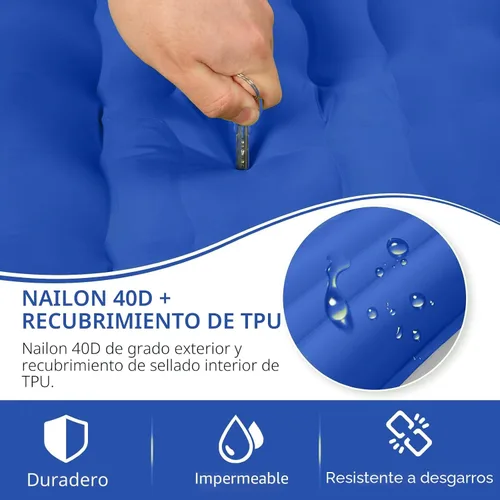 Vista 5 de FNARMW Colchoneta de dormir para camping, extra gruesa de 5 pulgadas, con almohada, bomba de pie integrada, almohadillas inflables compactas