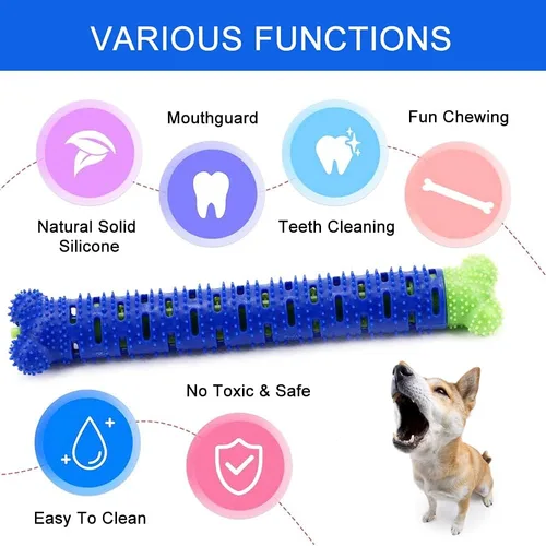 Vista 6 de Tylu - 2 cepillos de dientes para perros, cepillo de dientes masticable para cachorros, juguetes dentales de limpieza dental, apto para perros de 10