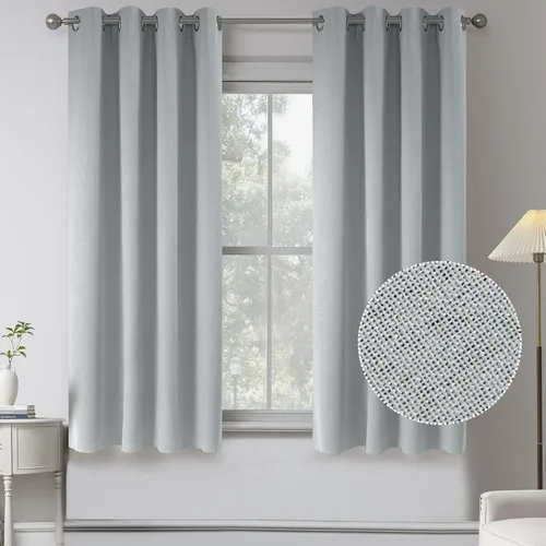 Vista 49 de KEQIAOSUOCAI Cortinas de lino 100% opacas de 100 pulgadas de largo, 2 paneles para dormitorio, estilo casa de campo moderna, completamente negro