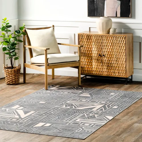 Vista 14 de nuLOOM Carole Abstract - Alfombra lavable a máquina, 4 x 6, color beige Carole Beige