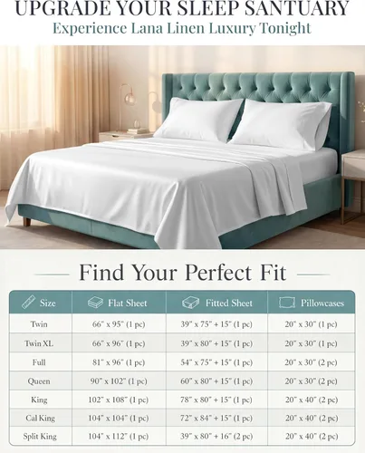 Vista 8 de LANE LINEN Sábanas de cama individual – 450TC algodón peinado de fibra larga de alta calidad, color blanco Soft & Breathable Twin Sheet &