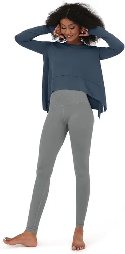 Vista 4 de ODODOS Camiseta corta de manga larga modal suave para mujer con agujero para el pulgar, atlético, gimnasio, entrenamiento, camisetas de yoga