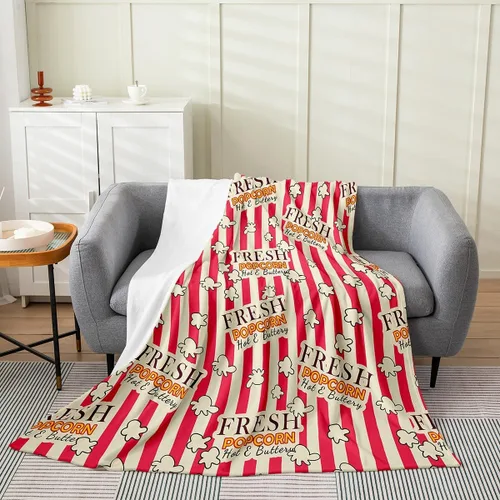 Vista 13 de Manta de felpa con diseño de palomitas de maíz, para niños, niñas, adolescentes, cine para todas las estaciones, manta de cama transpirable a