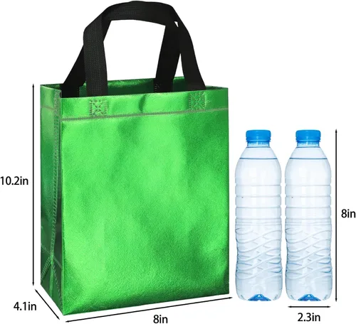 Vista 5 de BLEWINDZ 9 Piezas Bolsas de Regalo Medianas con Papel de Seda – Bolsas de Regalo Verdes Reutilizables Brillantes - Ideales como Bolsa de Golosinas