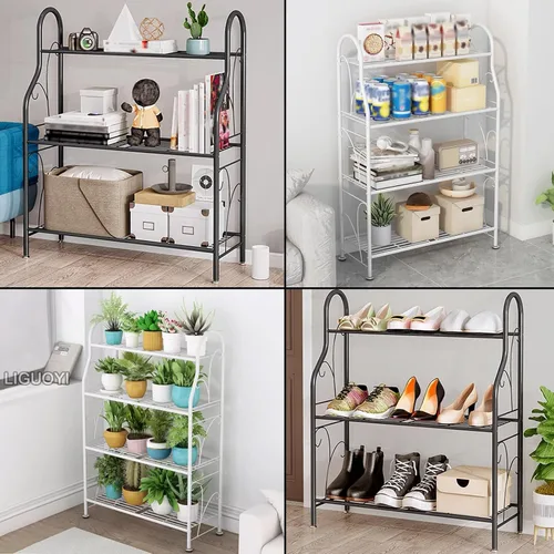 Vista 7 de LIGUOYI Estante para almacenamiento de plantas de interior de 3 niveles y 4 niveles, estante de metal simple y elegante, estante de almacenamiento
