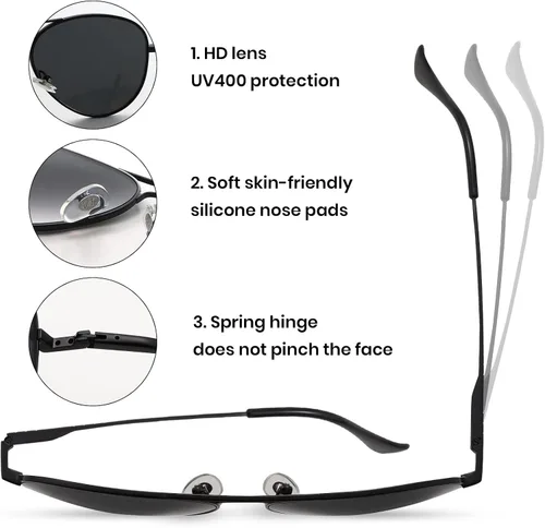 Vista 4 de Veda Tinda Vision Gafas de sol de aviador para mujeres y hombres, estilo vintage de los años 70, clásicas, a la moda, retro, para hombre, protección