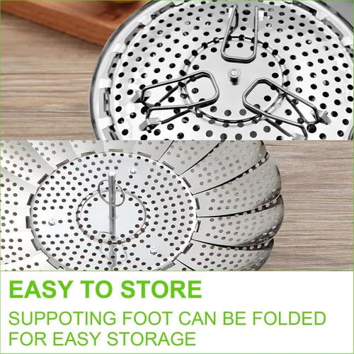 Vista 3 de FOFAYU Cesta de Vapor de Verduras para Cocinar, Cesta de Vapor de Acero Inoxidable para Vegetales, Pescado y Comida, Vaporizadores Plegables