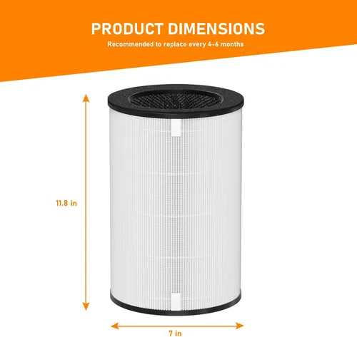 Vista 5 de AP-T30 Filtro de repuesto True HEPA compatible con HoMedics AP-T30 AP-T30WT AP-PET35 AP-PET35-WT purificador de filtro de aire, parte # AP-T30FL
