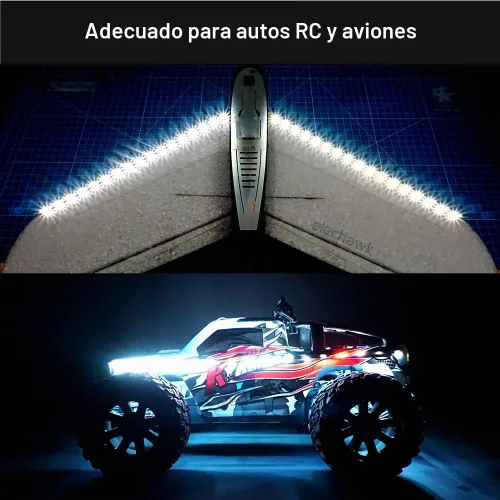 Vista 6 de Tiras de luz LED impermeables para autos RC, camiones, aviones, barcos, drones, ala fija, modelo de ala AR, luz de resplandor inferior (blanco)
